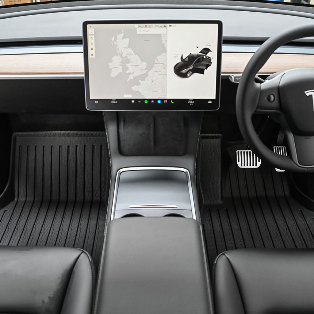 TPE 3D Floor Mats + Rear Seat Back Cover for Model Y - GRAINY PATTERN