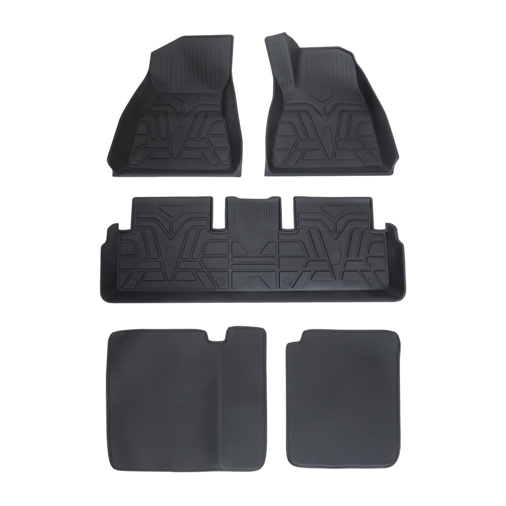 3D Floor Mats + Microfiber Leather Rear Seat Back Cover for Model 3