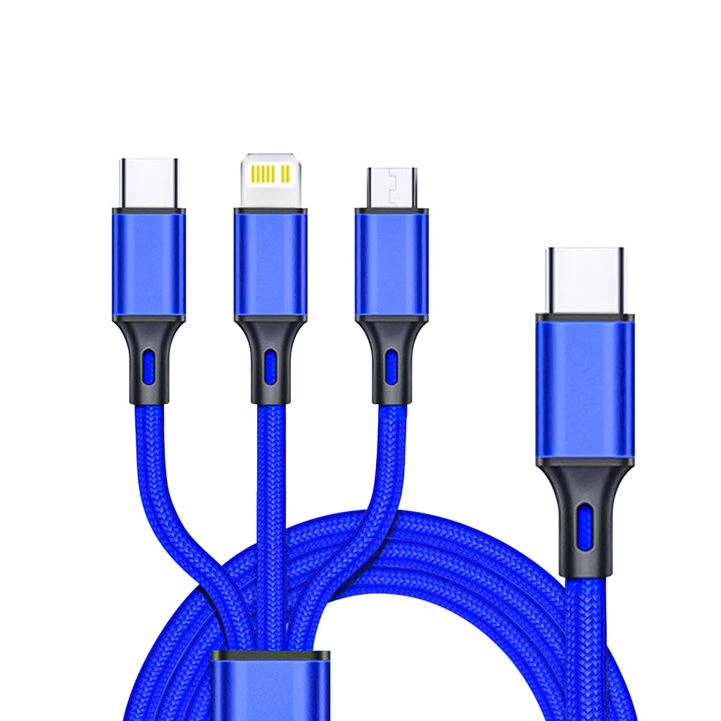 USB-C to 3 in 1 Charging Cable - Blue