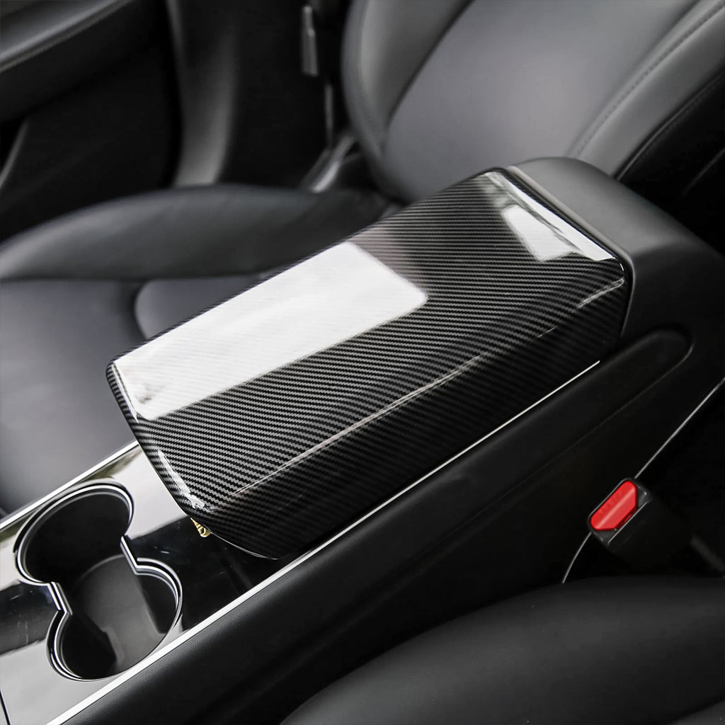 Carbon Fibre Centre Armrest Box Cover For Tesla Model 3/Y