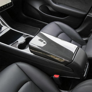 Carbon Fibre Centre Armrest Box Cover For Tesla Model 3/Y