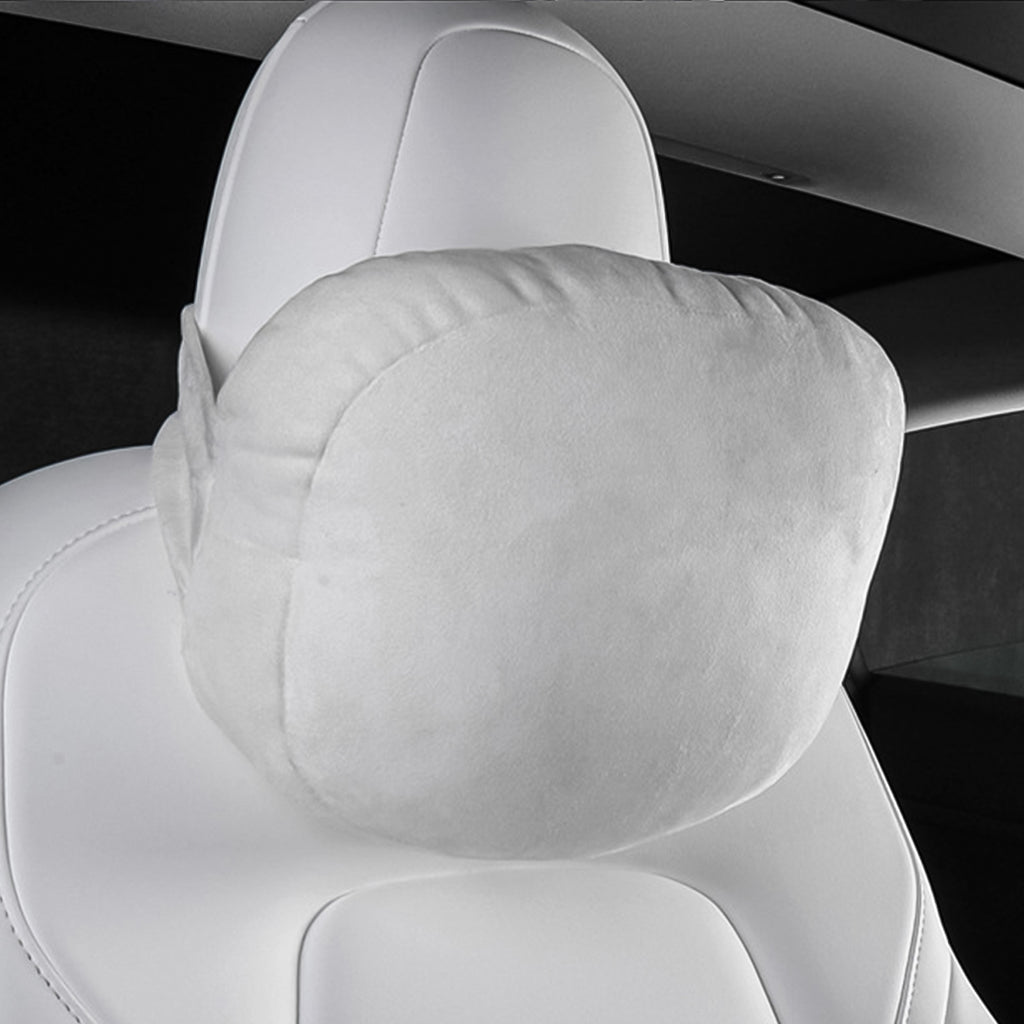 Suede Headrest Neck Pillows for Model 3, X, Y - White
