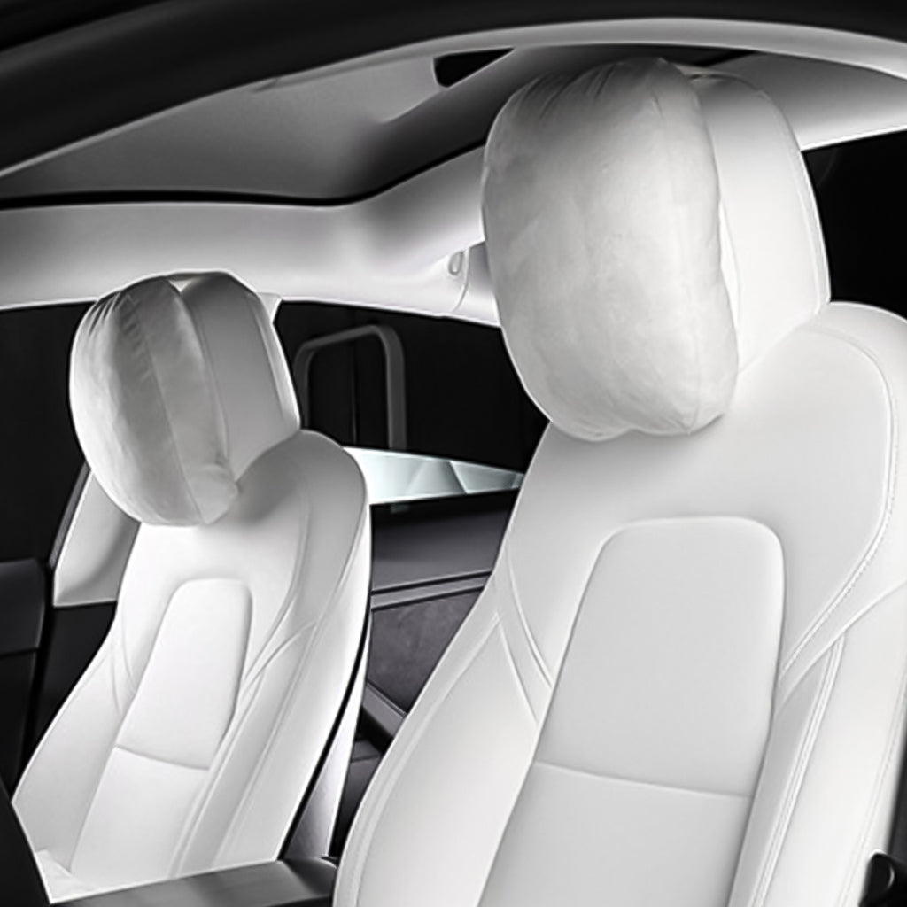 Suede Headrest Neck Pillows for Model 3, X, Y - White